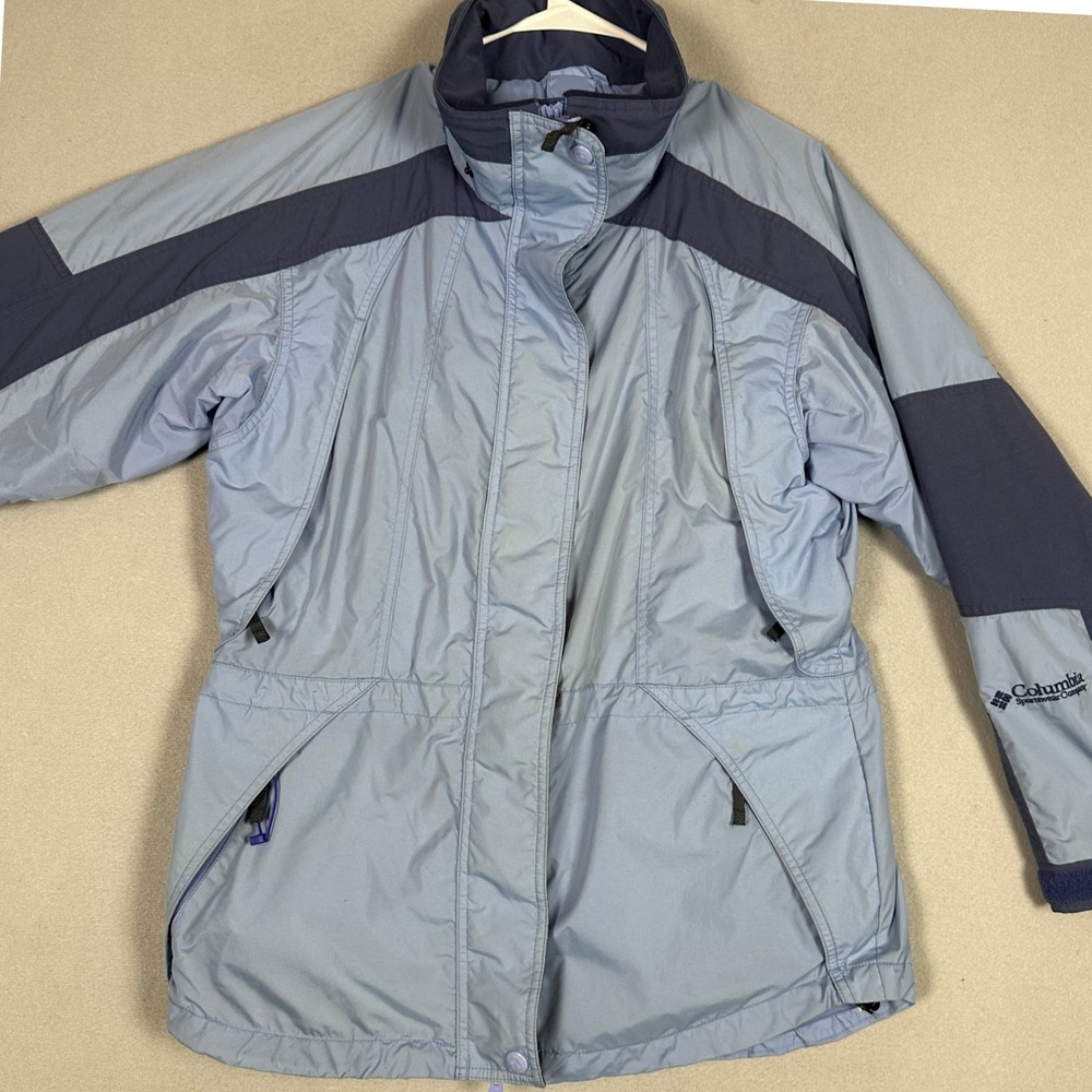Columbia Jacket Womens Medium Interchange Blue Colorblock Windbreaker Outdoor